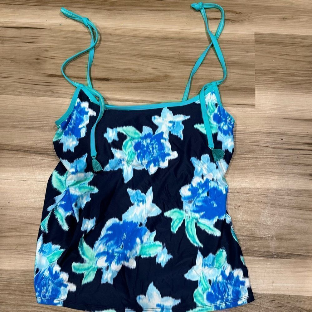 Beach House Blue Floral Tankini Top Women’s 8
